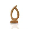 Marleth Neutrals Handmade Teardrop Travertine Sculpture, Beige & Cutout Form