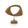 Marleth Neutrals Handmade Travertine Artwork Sculpture For Shelf Display, Beige & Abstract Hollow Form