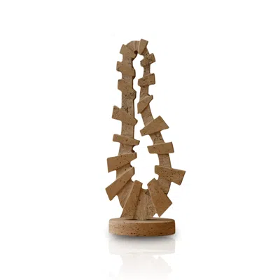 Marleth Neutrals Handmade Travertine Carved Sculpture For Interior Display, Natural Beige