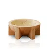 Marleth Neutrals Handmade Travertine Decorative Bowl For Interior Display, Beige & Sculptural Base Detail
