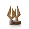 Marleth Neutrals Handmade Travertine Sculptural Prisms Beige Stone, Set Of Two