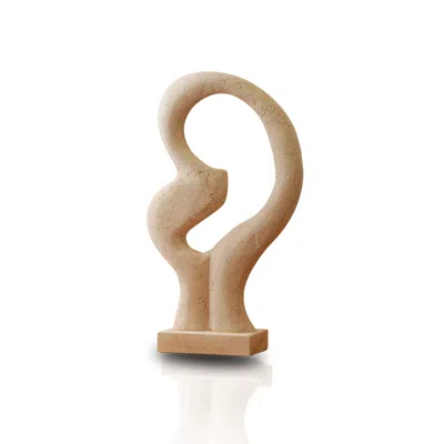Marleth Neutrals Handmade Travertine Sculpture For Interior Display, Beige & Abstract Organic Form