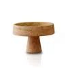 Marleth Neutrals Handmade Travertine Serving Stand Beige & Flared Pedestal Base