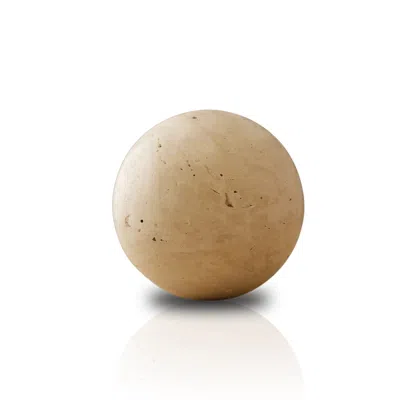 Marleth Neutrals Handmade Travertine Sphere Beige Stone Sculpture