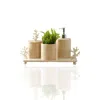 Marleth Neutrals Luxury Four Pieces Marble Bathroom Set & Beige Marble, Golden Accents