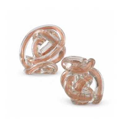 Marleth Neutrals Rose Gold Glass Knot Sculpture, Set Two In Yellow