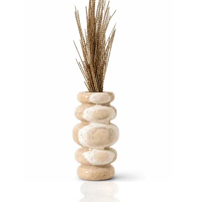 Marleth Neutrals Sandy Marble Sculptural Vase In Beige/black/white