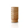Marleth Neutrals Stud Travertine Vase With Brass Detailing, Beige Stone