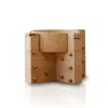 Marleth Neutrals Travertine & Brass Studded Vessel, Sculptural Design With Brass Stud Details