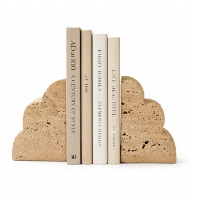 Marleth Neutrals Travertine Bookends, Set Two In White