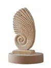 Marleth Neutrals / White Shell  Travertine Sculpture, Beige & Spiral Form