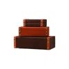 Marleth Orange / Brown Handmade Leather Storage Boxes, Set Of Three – Brown & Burnt Orange