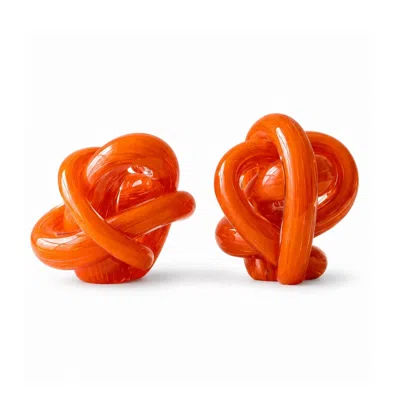 Marleth Orange Glass Knot Sculpture, Set Two