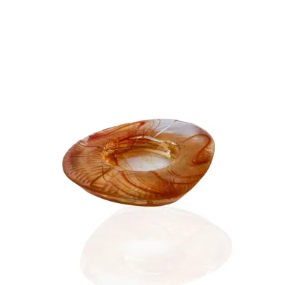 Marleth Orange Hand-blown Amber Glass Ashtray