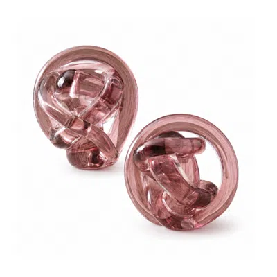 Marleth Pink Dusty Rose Glass Knot Sculpture, Set Two