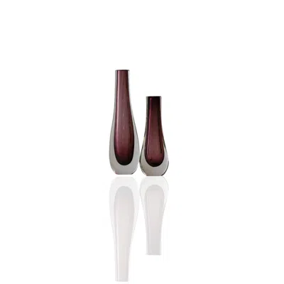 Marleth Pink / Purple Set Of Two Murano Colored Glass Vases – Plum Teardrop Core In Multi