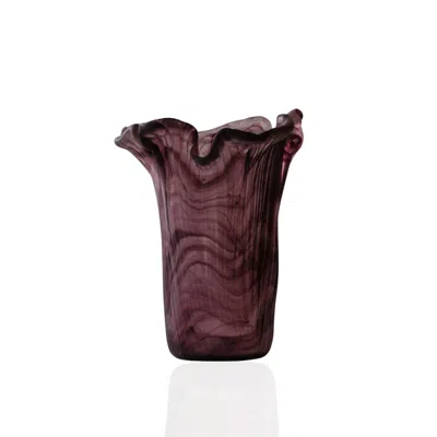 Marleth Purple Amorphous Frosted Glass Vase In Brown
