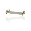 Marleth Rectangular White Marble Tray With Double Square Gold Handles