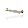 Marleth Rectangular White Marble Tray With L-shaped Gold Handles