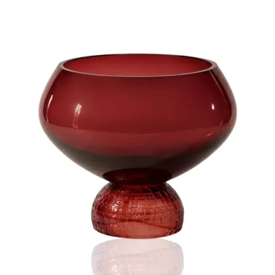 Marleth Red Burgundy Footed Glass Bowl