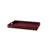 Marleth Red Handmade Burgundy Leather Tray – Brass Stud Detail