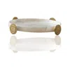 Marleth Round White Marble Tray With Embossed Gold Feet