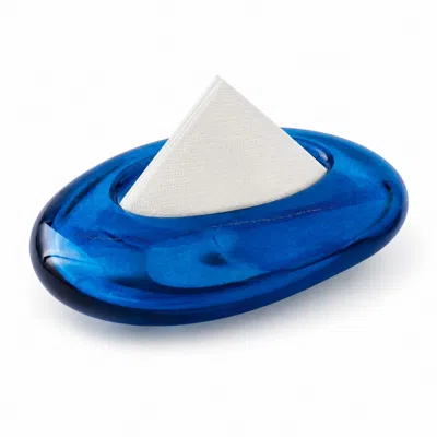 Marleth Sculptural Blue Glass Napkin Holder