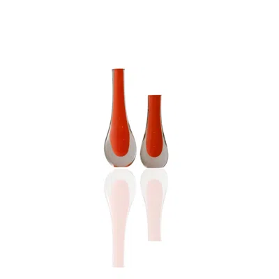 Marleth Set Of Two Murano Colored Glass Vases – Flame Teardrop Core