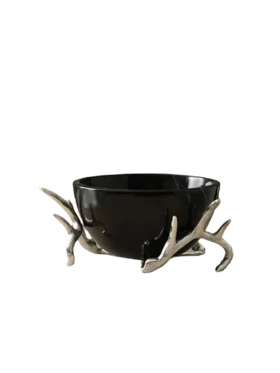 Marleth Silver Antler Black Marble Bowl