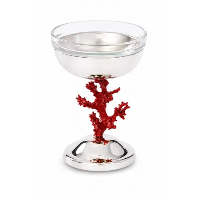 Marleth Silver Glass Ramekin Coral Accent