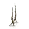 Marleth Silver Handmade Brass Antler Candle Holder Set, Set Of Two