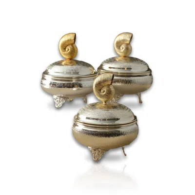 Marleth Silver Nautilus Storage Jar Set, Set Of Three