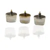 Marleth Silver Set Of Three Lidded Glass Bowls With Mixed Metal Tops