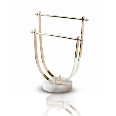 Marleth Silver Towel Stand With White Marble Base