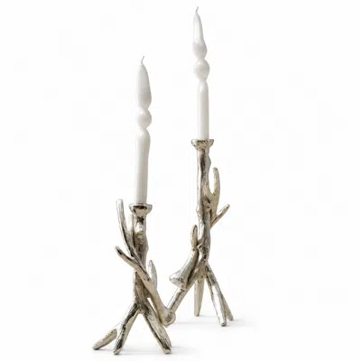 Marleth Silver Tripod Branch Candle Holder Set
