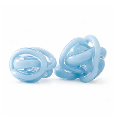 Marleth Sky Blue Opaline Glass Knot Sculpture, Set Two