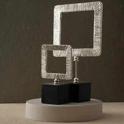 Marleth Square Decor - Medium Size In Black;silver