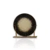 Marleth Textured Glass Decorative Disk On Brass Stand – Black & Ivory