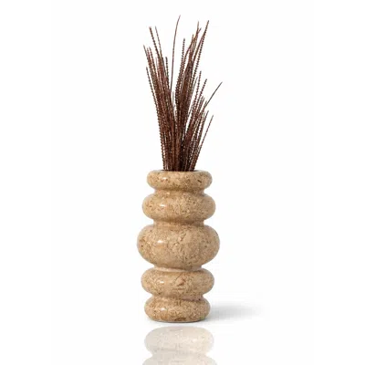 Marleth White Beige Marble Sculptural Vase