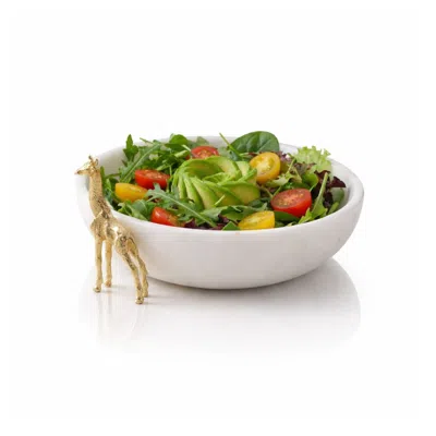 Marleth White / Gold Gold Giraffe Natural White Marble Decorative Bowl In Multi