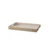 Marleth White Handmade Cream Leather Tray – Brass Stud Detail