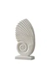 Marleth White Handmade Natural Stone Shell Sculpture On Marble Base