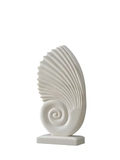 Marleth White Handmade Natural Stone Shell Sculpture On Marble Base