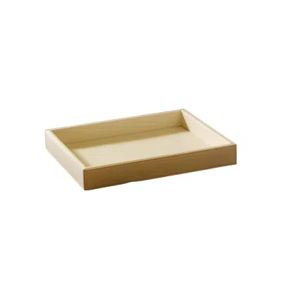 Marleth White Leather-wrapped Rectangular Tray For Serving & Display