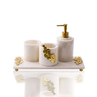 Marleth White Marble Bathroom Accessories Set Four Piece Vanity Set