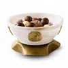 Marleth White Marble Bowl Brass Base In White