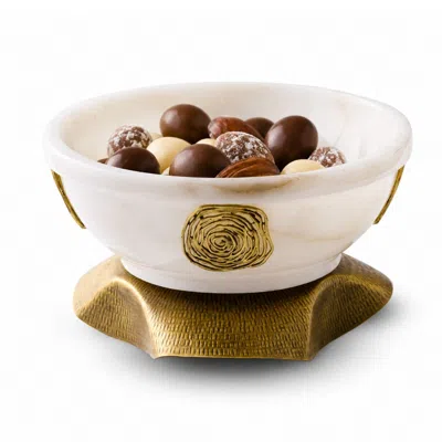 Marleth White Marble Bowl Brass Base