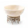 Marleth White Marble Bowl Silver Drip Base In White