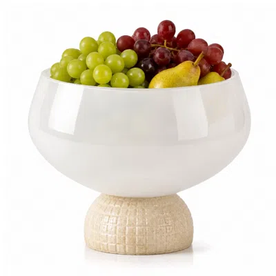 Marleth White Opaline Footed Glass Bowl