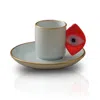 Marleth White / Red Porcelain Espresso Cup With Red Evil Eye Detail & Gold-edged Saucer